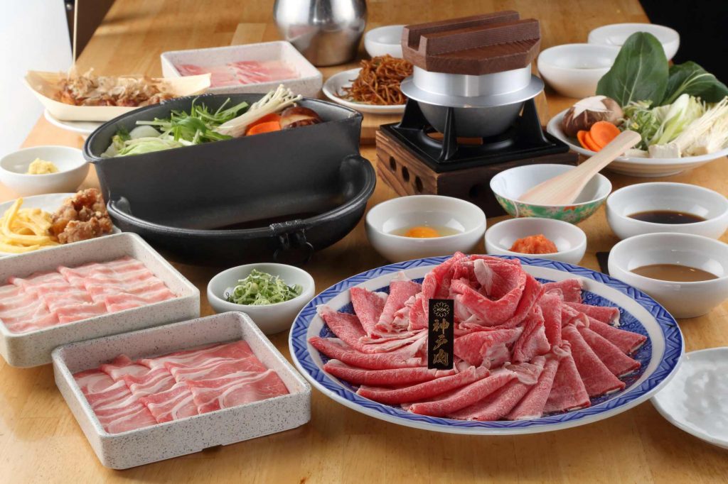 【神戸牛】Wコース しゃぶしゃぶ・すき焼き同時に楽しめるW鍋 ￥6,890（税込¥7,595）